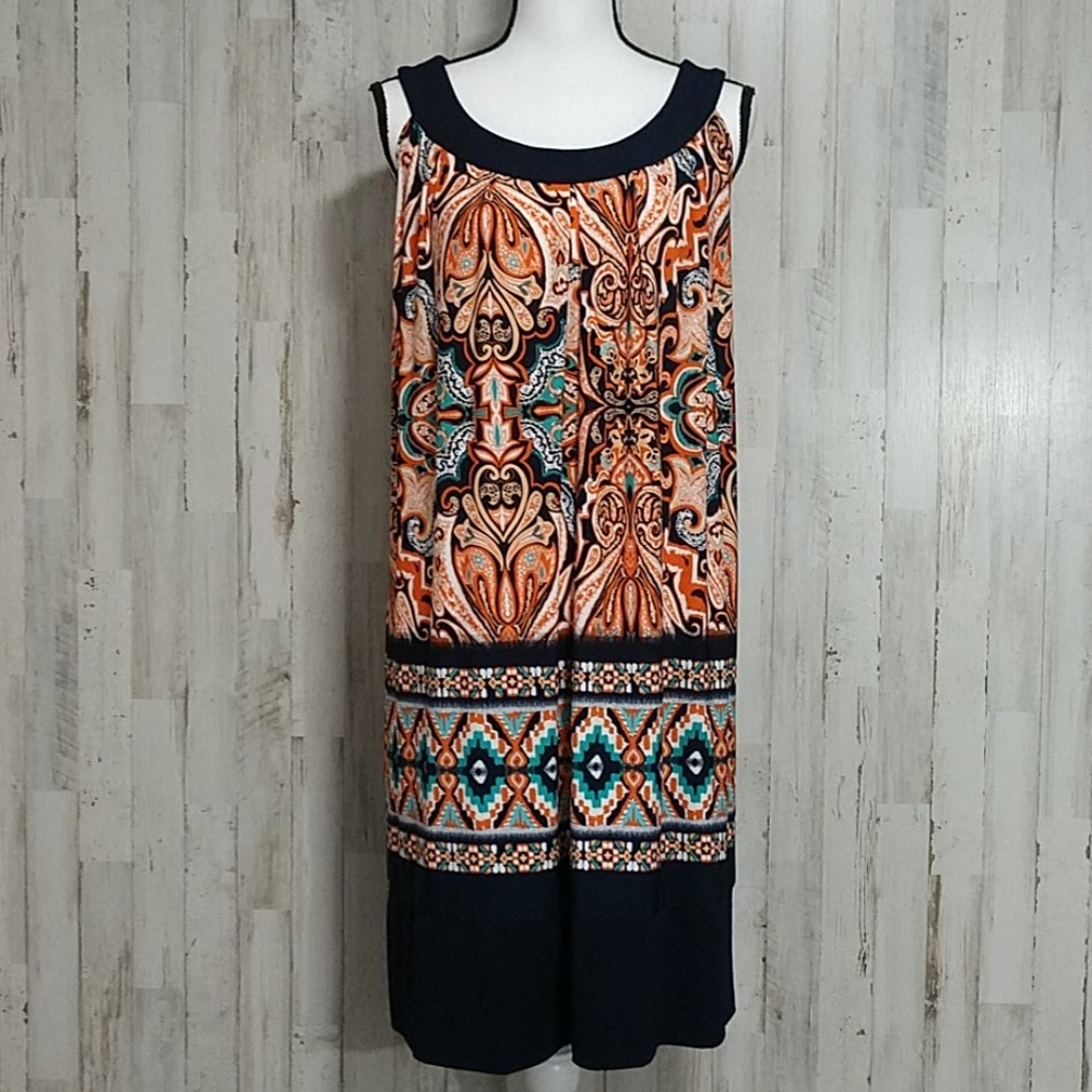 Enfocus Women Navy & Orange Shift Dress